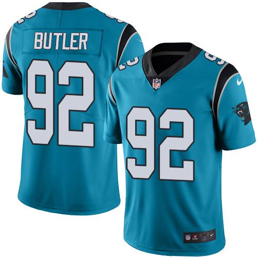 Nike Panthers #92 Vernon Butler Blue Men's Stitched NFL Limited Rush Jersey - Click Image to Close